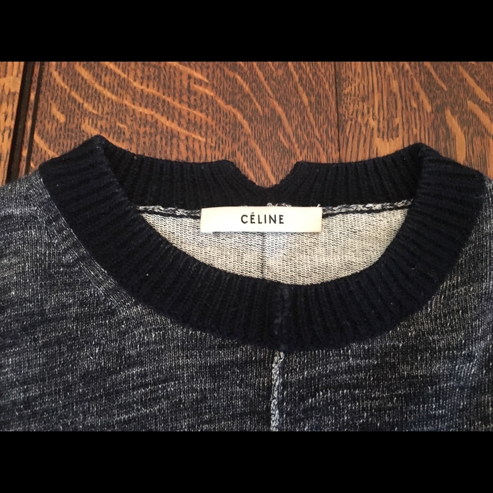 Celine Navy & Gray Cotton Blend Sweater - Size XS